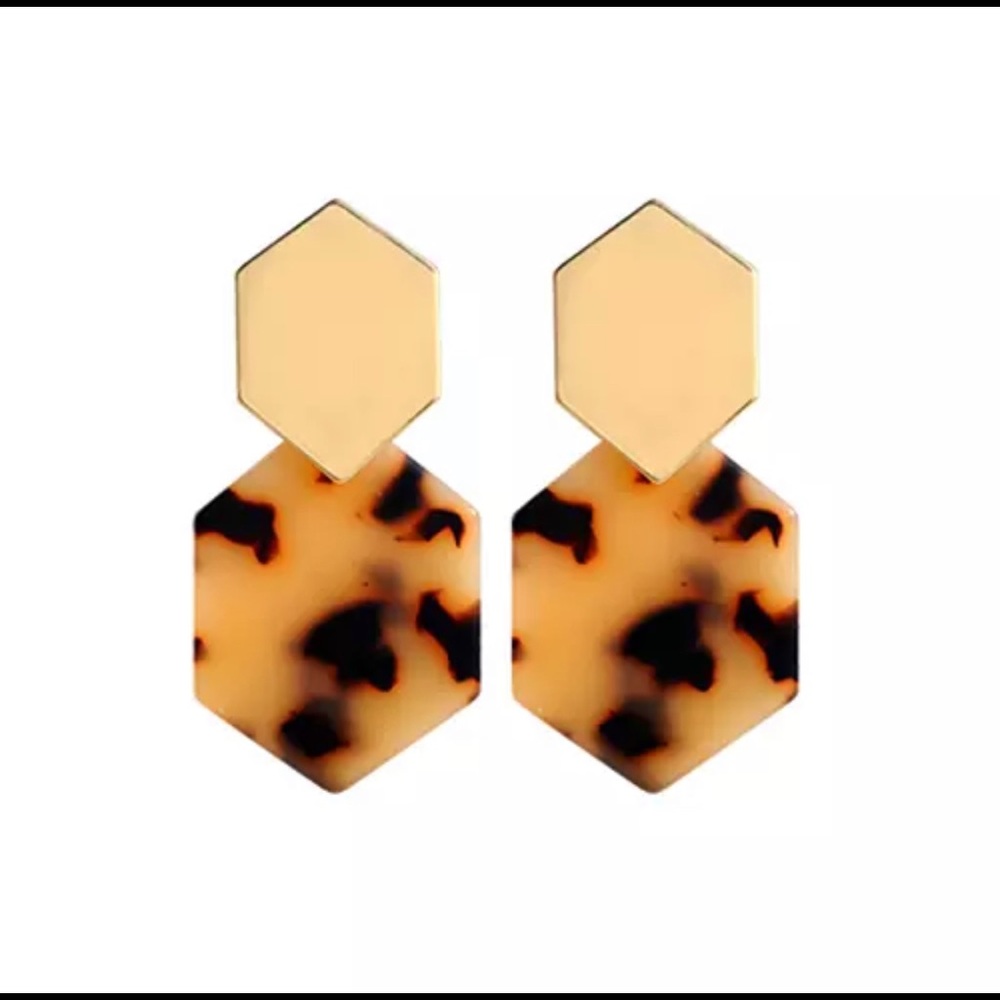 Tortoiseshell Geometric Statement Earrings